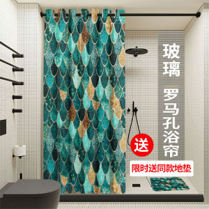 Luxury Bathroom Waterproof Magnetic Shower Curtain Thick Anti-Mold Partition Door Drape No Drilling Required Water Barrier Strip