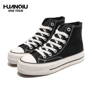 รองเท้าผ้าใบส้นสูงสำหรับผู้หญิง ทรงหัวมน สวมใส่สบาย ระบายอากาศได้ดี รองเท้าผ้าใบส้นแบนแบบลำลอง ฤดูใบไม้ผลิและฤดูใบไม้ร่วง