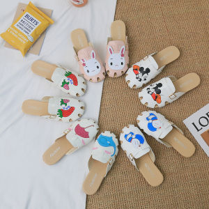 Giày Đế Bằng Đế Bằng Hoạt Hình Cho Học Sinh Mùa Hè Ngoài Trời Dễ Thương Đa Năng Đế Bằng Đế Cao Su PU Phong Cách Thường Ngày