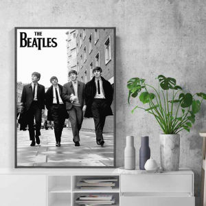 Beatles Poster Living Room Background Wall Painting Bedroom Black and White Character Hanging Painting Rock Music Beetle Decorative Painting