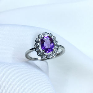 Leak-Picking Natural Amethyst Ring Uruguay Amethyst Ring Womens Ring Crystal Ornament High Quality Grandeur Design