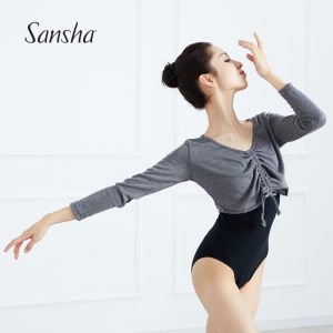 Sansha French Ballet Top สําหรับผู้ใหญ่ Warm Dance สั้นแขนยาวโยคะฟิตเนสการฝึกอบรมและสวมใส่