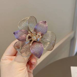 Youjia High Grade Sense Gradient Two-Color Stereo Flower Corsage French Elegance Decorative Pin Brooch Accessories