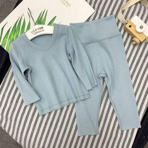 Baby Children Seamless One-Year-Old Baby Pajamas Spring Autumn and Winter Thick Warm Long Sleeves Dralon Homewear Suit