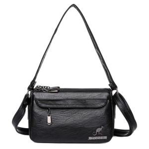 Soft Leather Crossbody Bag Womens Multi-layer Shoulder Slung Bag Summer New Style Small Square Bag Casual Scene Mom Bag