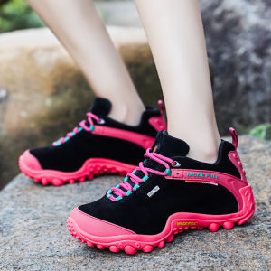 Maile Genuine Leather Outdoor Shoes Hi-Top Hiking Shoes Women Waterproof Non-Slip Wear-Resistant Desert Hiking Boots Mountain Climbing Shoes Men