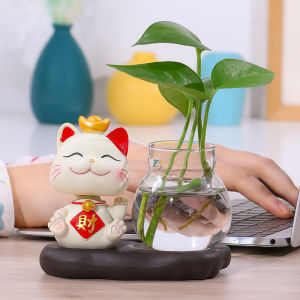ของตกแต่งบ้านแมวนำโชคไอเดียสร้างสรรค์ของตั้งโชว์ของวางโชว์เล็กๆบนโต๊ะสำนักงานส่ายหัวลายการ์ตูนน่ารักแบบเรียบง่ายทันสมัยสำหรับผู้หญิง