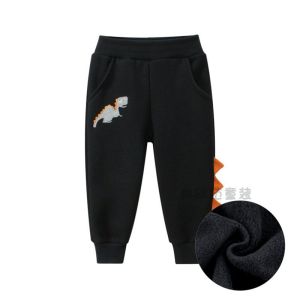 กางเกงลำลองสำหรับเด็กชาย ผ้าขนแกะหนา กางเกงขายาวบุขนแกะ กางเกงกีฬาแบบสวมหัว ผ้าผสมคอตตอนและโพลีเอสเตอร์ ฤดูหนาว