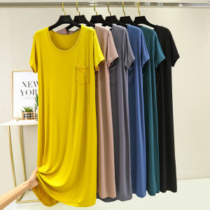 Váy Ngủ Mùa Hè Rộng Rãi Bằng Cotton Modal Mỏng Cho Nữ Tay Ngắn Váy Dài Mặc Ở Nhà Cỡ Lớn Quần Đùi