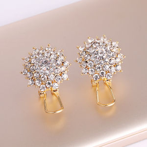 Elme New Style Zirconia Stud Earrings for Women with Plant Florals Design Pure Silver Needle Embellished Wedding Jewelry