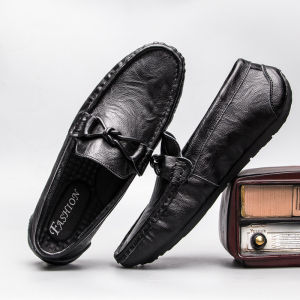 รองเท้าผ้าใบแบบสวมสำหรับขับรถ ทรงหัวมน พื้นยาง รองเท้าลำลอง สวมใส่สบาย หนังแท้ รองเท้าผู้ชาย แบรนด์ KENDORA ระดับไฮเอนด์