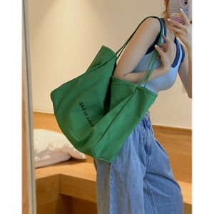 Casual Canvas Tote Bag Womens Summer Fashionable Travel Bag Large Capacity Versatile Handbag Soft Korean Style Shopping Bag
