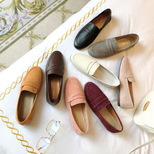 Lady Lu Work Shoes Women 2023 Spring and Autumn All-Match Loafers Slip-on British Leather Shoes Black Flats Flats