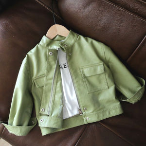 Spring and Autumn Boys Leather Coat Childrens Leather Baby Motorcycle Clothing Childrens Jacket Baseball Uniform Tide 954