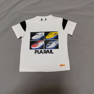 Japanese Single Childrens Clothing Foreign Trade Pure Cotton Shinkansen Train round Neck Mesh Stitching Shoulder Short Sleeve T-shirt Top Summer Wear