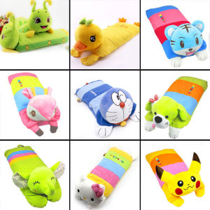 Pure Cotton Childrens Pillow Quilted Cover Baby Toddler Cartoon Buckwheat Filling Nap Time Kindergarten Toy Soft Comfortable