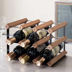 Red Wine Wine Rack Decoration Accessible Luxury High-End Household Solid Wood Wine Cabinet Wine Bottle Shelf Lattice Bracket Red Wine Bottle Shelf