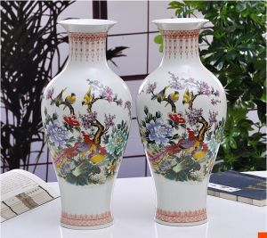 Modern Simplified Chinese Style Ceramic Flower Vase Large Porcelain Bottle Home Decor Artifacts Display Pieces Ancient Antiques