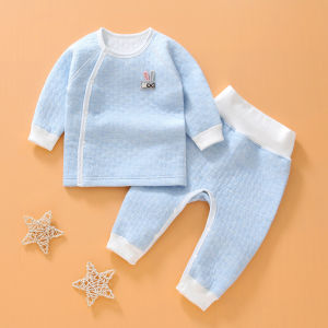 Infant Newborn Thermal Underwear Suit Autumn Clothes High Waist Belly Protection Pants Quilted Baby Autumn Clothing Split Clothes Close-Fitting