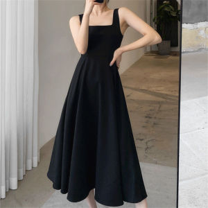 Fat Girl plus Size French Hepburn Style Back Strap Dress Womens Summer Fat Girl Belly Covering Slimming Elegant Dress