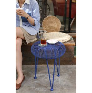 Xiwu Design Art Sofa Nordic Style Modern Metal Craft Klein Blue Fan Side Table Stool