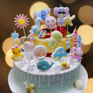 Ten Theme Birthday Candle Party Hat Farm Dinosaur Unicorn Ocean Car Airplane Baby Animal Children
