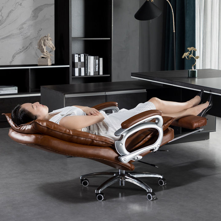 Reclining Office Chair For Home Plaid Long-Sitting Computer Chair ...