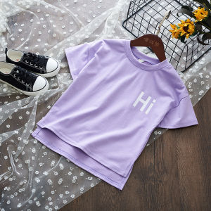 Pure Cotton Short Sleeve T-Shirt Childrens Summer Clothes Baby Girls Base Shirt Boys Kids Top round Neck Korean Style Cartoon Pattern