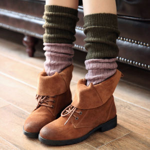 Autumn and Winter Womens Warm European Station Knee-Length Thick Thread Foot Sock