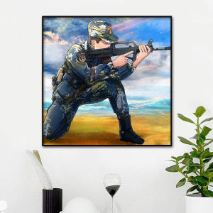 Diamond Painting 2023 New Soldier Brother Soldier Spot Drill Cross Stitch Handmade round Diamond Full Diamond Bedroom Patriotic Rhinestone Painting