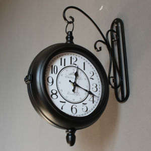 Retro Iron Clock Mute European Style Two-Sided Clock American Idyllic Living Room Wall Clock Craft Clock Two Sides Pocket Watch
