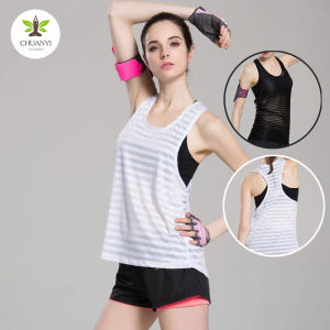 Womens Quick-Drying Breathable Sports Bra Tank Top for Summer Running Yoga Fitness Wear Ultra-Light Elastic Polyester Short Sleeve