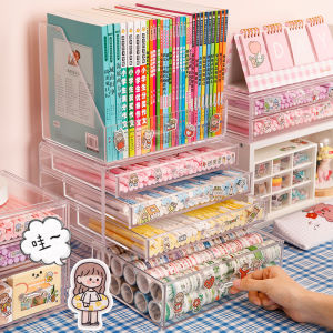 Acrylic Sinh Viên Bàn Sắp Xếp Sách Và Hộp Bảo Quản Văn Phòng Phẩm Trẻ Em Hình Kệ Sách Nhà Tổ Chức Công Cụ Không Gian Học Tập