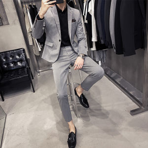 Winter Mens Casual Wedding Suit Set British Style Slim Fit Western Coat New Groom Marriage Dress Fashion Urban Standard Fit