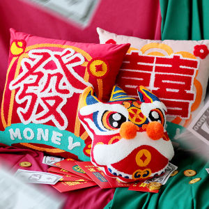New Style Pillow Back Support Wedding Business Opening Celebration Chinese Lion Dance Sofa Gift Bed Headrest Cushion
