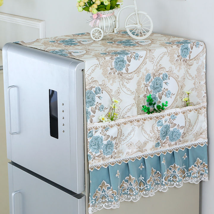 Single Door Refrigerator Cover Lace Fabric MultiPurpose Cover Towel