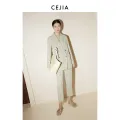 Cejia ชุดสูทลำลองสีเขียวอ่อนสามอะซิเตทมินิมอลเสื้อโค้ทชุดสูทเรียบหรูสำหรับผู้หญิงแบบใหม่ฤดูใบไม้ผลิและฤดูร้อนปี2024. 