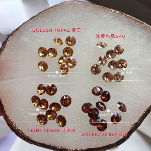 [Shi] Genuine Goods Swarovski Diamond Pointed round Diamond Light Yellow Crystal 246# Amber Topaz Manicure Rhinestone Ball Accessories Inlaid Diamond