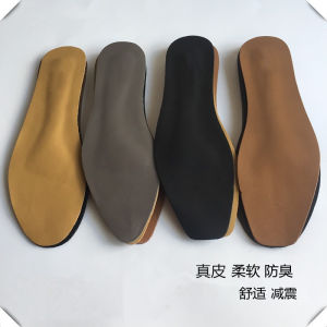 Ultra-Thin Flats Non-Slip Anti-Sweat Non-Stinky First Layer Cowhide High Heel Pointed Square Head round Head Can Be Pasted with Genuine Leather Womens Insoles Black