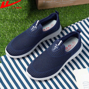 Warrior Mens Shoes Spring and Autumn Lazybones Shoes Slip-on Soft Sole Non-Slip Cloth Shoes Walking Shoes for Middle-Aged and Elderly Fathers