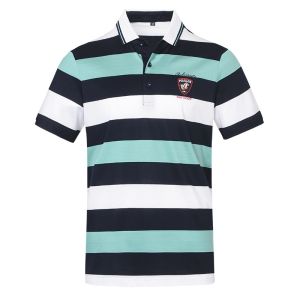 Brand Mens Double Mercerized Cotton Short-Sleeved Polo T-shirt Red Striped Half Sleeve T-shirt with Collar Summer Polo Shirt