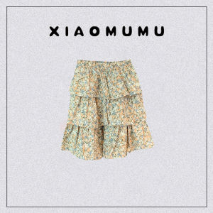 Small Mu Mu Girls Miniskirt Childrens Short Skirts Girl 2022 New Summer Floral Skirt Korean Style Pleated Tiered Skirt