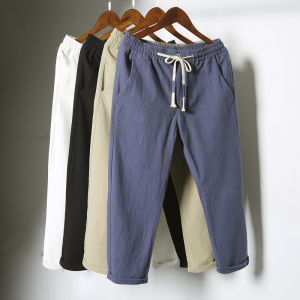 Cropped Pants Summer Thin Large Size plus Size Japanese Linen