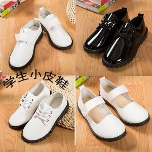 Soft Bottom Leather Shoes for Boys And Girls Performance Chorus Black And White Childrens Shoes British Style Baby Shoes