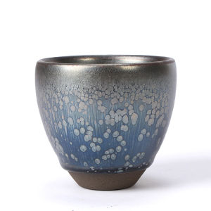 Fujian Jian Zhan Teacup Handmade Enameled Cast Iron Retro Style High-End Master Cup Hand Held Cup Plus Size Jian Kiln Ware Oil Drop Pattern Cup Tea Cup