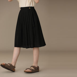 Hacikis Kids Skirt Skin-friendly Black Pleated A-line Mini Dress Childrens Clothing Spring Summer Style Half-length Skirts