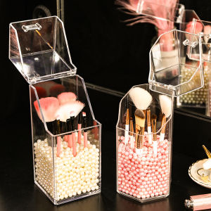 Makeup Brush Storage Tube Dustproof Pen Container Brush Desktop Acrylic Eyebrow Pencil Lipstick Cosmetics Eye Shadow Brush Storage Box