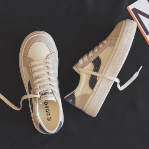 Giày Vải Mùa Hè Cho Nữ Giày Thể Thao Đế Bằng Đế Cao Su Phong Cách Hàn Quốc Đế Thấp Màu Trơn Giày Thể Thao