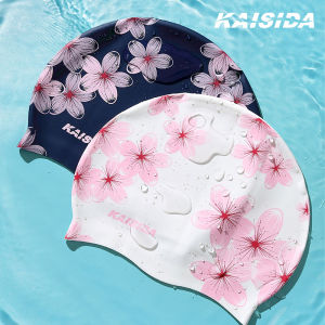 Womens Swimming Cap Waterproof Anti-Drag Long Hair Special Silicone Large Size Ear Protection Swimming Goggles Set KAISIDA