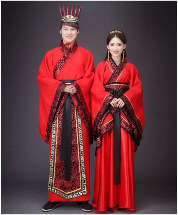 Ancient Costume Red Bride and Bridegroom Chinese Style Wedding